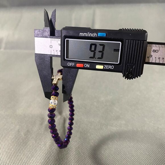 Metallic Iridescent Cross Charm Bracelet Trio Octagon Beads Multicolor Stretch - Picture 9 of 12